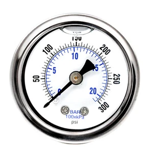 1.5" Liquid Filled Pressure Gauge 300 PSI Air Compressor Center Back Mount 1/8 - Picture 1 of 6