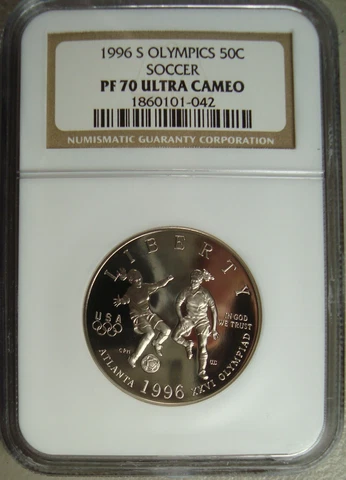 1996-S Proof Olympic Soccer Commemorative Half Dollar NGC PF70 Ultra Cameo Cover