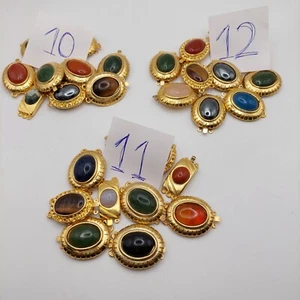 Lot 10 clasps, gold plated metal, with natural stones, vintage 10,11 - Picture 1 of 7