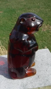 Imperial Nut Brown Glass Woodchuck Vintage 4.5 in - Picture 1 of 11