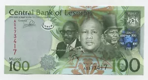 Lesotho 100 Maloti 2013 Pick 24.b UNC banknote Uncirculated Serie AS - Picture 1 of 2