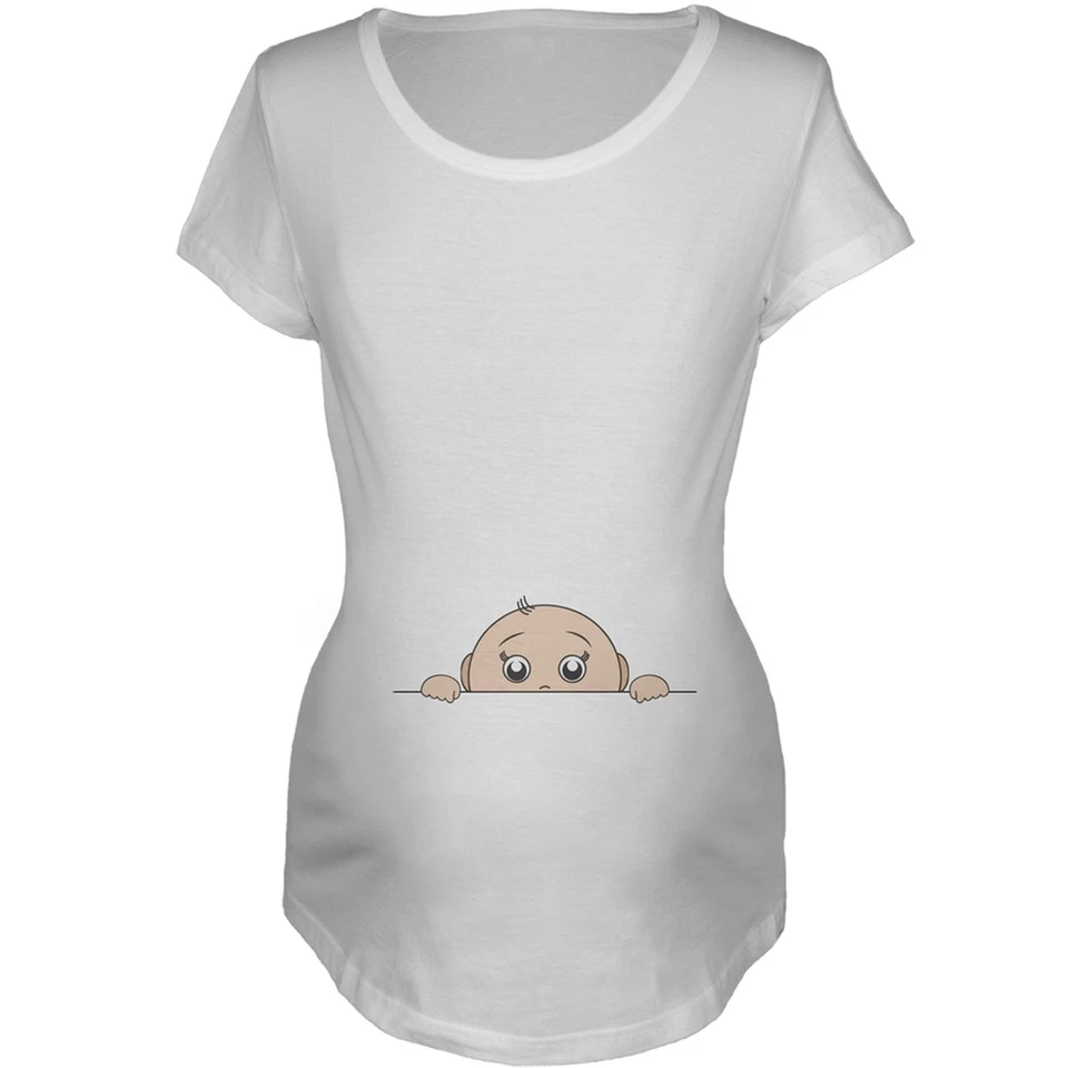 Camiseta de maternidad blanca Peeking Baby Boy Foto 1 de 1