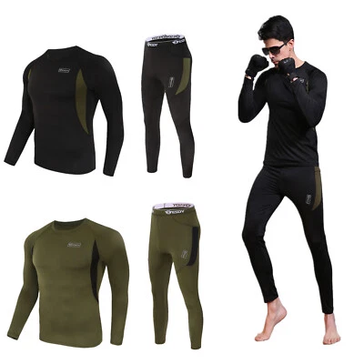 Men Full Set Thermal Long Johns Pants and Shirts Set Long Sleeve Warm Underwear - Image 1 of 4