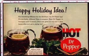 1963 Dr Pepper Anuncio impreso Idea Feliz Vacaciones Hot Dr Pepper Tazas de vidrio Oferta - Imagen 1 de 1