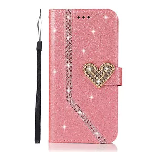 Flip Bling Glitter Love Leather Phone Case For iPhone 15 14 13 12 11 Pro Max - Picture 1 of 32