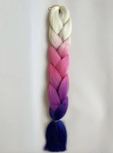 3-Pack Ombre Blonde Pink Blue 24" Synthetic Jumbo Braid Braiding Hair - 100g - Picture 1 of 2