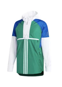 Adidas Men's Green ID Woven Shell Half Zip Hooded Windbreaker Jacket - NWOT - M - Picture 1 of 6