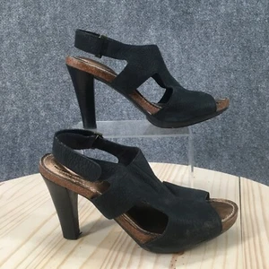 Sandalias Me Too para mujer 8 M Guppy con cordones de cuero negro punta abierta tacones conos - Imagen 1 de 16