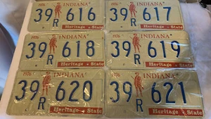 Indiana 1976 Bicentennial License Plate Man Cave 1776 Rare 6 Consecutive #616 21 - Picture 1 of 8