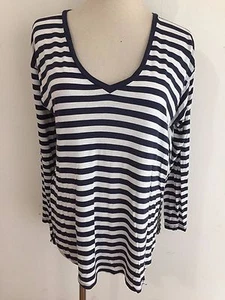 Camiseta Top Madewell Suelta Cuello Redondo Camiseta Azul Marino y Blanco Rayas Talla XS - Imagen 1 de 11