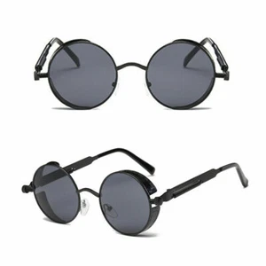 GY-Retro Polarized Steampunk Sunglasses UV400 Driving Round Mirrored Sun Glasses - Picture 1 of 3