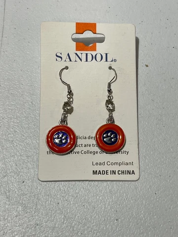 New Licensed Clemson Tigers Dangle Paw Earrings Orange Purple Cover