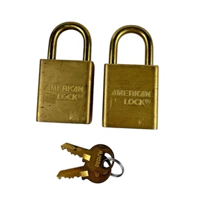 Menge 2 American Lock Massive Messing Vorhängeschlösser mit 2 Schlüsseln Made in USA - Bild 1 von 5