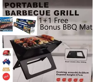 X-Type BBQ Grill Charcoal Smoker Outdoor Portable Camping Folding Steel Barbecue - Picture 1 of 8
