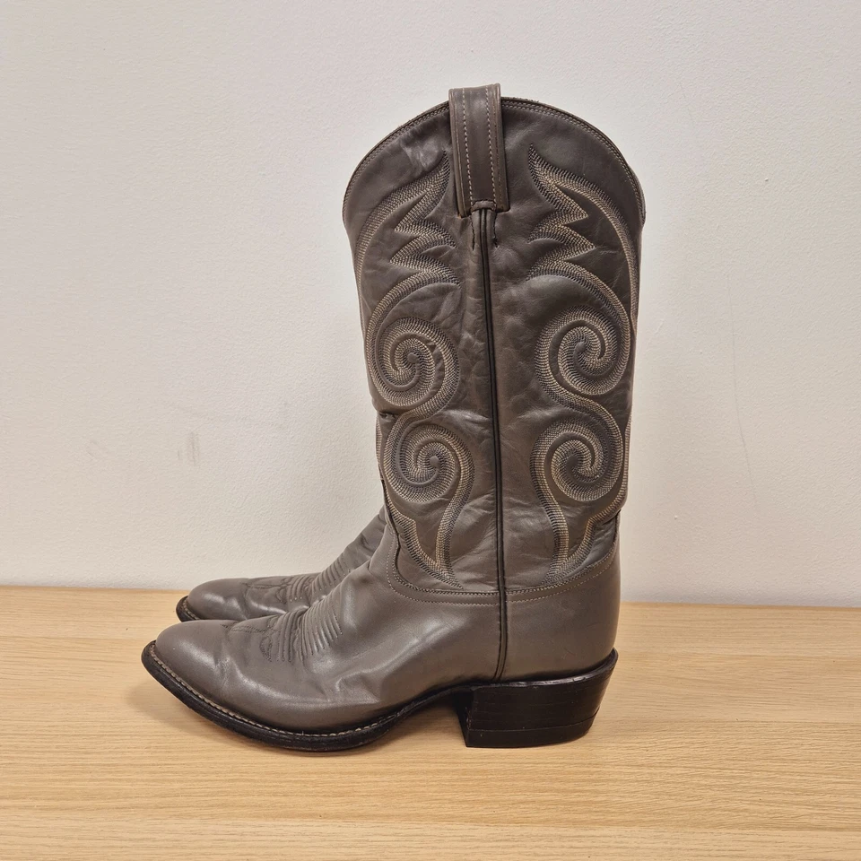 Tony Lama Santa Fe Western Cowboy Mid Calf Grey Leather Boots UK 9.5 US 10.5 - Image 1 of 4