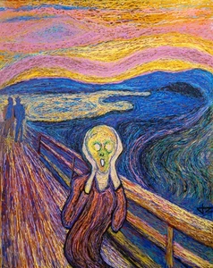 The Scream 16x20 Framed Original Oil Painting on Acrylic Glass Recreation Munch - Picture 1 of 3