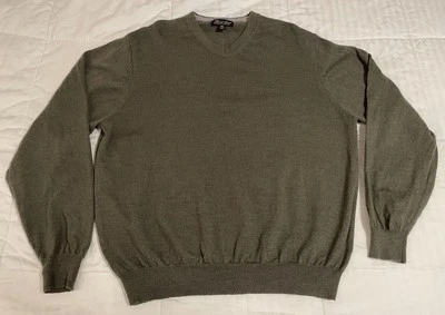 Suéter Garret Scott Para Hombres XXL Verde Oliva Cuello en V Tejido Pullover 100% Lana Merino Foto 1 de 4