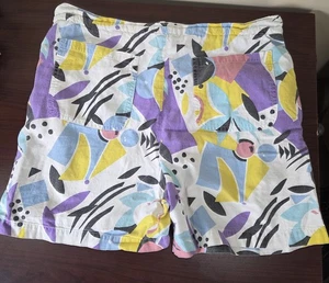 VTG 8os or 90s Que Pasa Abstract Design Cotton Shorts Adult 32" x 16" Multicolor - Picture 1 of 5