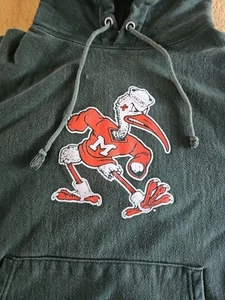 Miami Hurricanes Champion Tag Vintage Green Hooded Sweatshirt Sz M - Picture 1 of 7