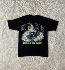 VINTAGE RARE Team Arctic Cat Graphic Print T Shirt 90's Snowmobile Cats Pride - Picture 1 of 7