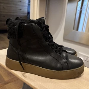 Dune London Enyas black Lace up high top booties boots platform leather fur 7UK - Picture 1 of 5