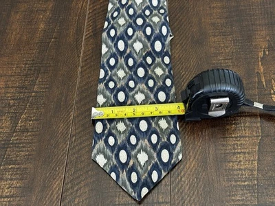 100% шелковый галстук Leonardo сделано в США геометрический абстрактный зеленый синий бордовый - Изображение 1 из 4