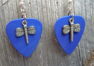 Libelle Charm Gitarre Plektrum Ohrringe - Wählen Sie Ihre Farbe - Bild 1 von 5