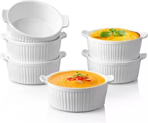 Delling Ramekins with Handle, 6 PACK Soup Bowls for French Onion Soup, Pot Pie, - Picture 1 of 12