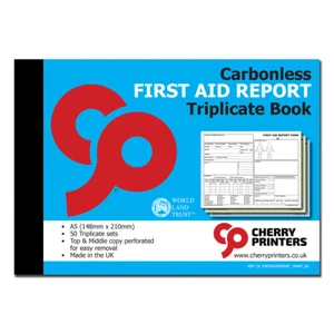 Cherry NCR First Aid Report Triplicate Book A5 (148mm x 210mm) 50 sets - Picture 1 of 4