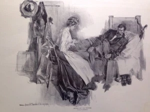 Howard Chandler Christy recibiendo sus pedidos 16,5” x 12” impresión artística romance en blanco y negro - Imagen 1 de 9