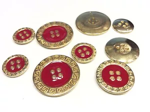 BOTTONE GIOIELLO QUATTRO BUCHI ORO LACCATO ROSSO CM 1,8 - Foto 1 di 1
