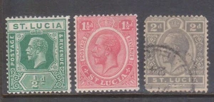 (F203-18) 1922-3 Santa Lucía mezcla de 3 estampillas KGV 1/2d a 2d (R) - Imagen 1 de 1