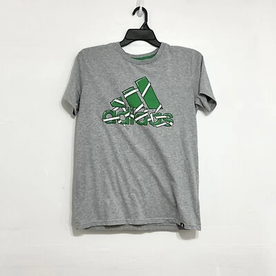 ADIDAS Boys Shoelace Badge of Sport Graphic Tee Short Sleeve Gray Crewneck XL - Image 1 of 4