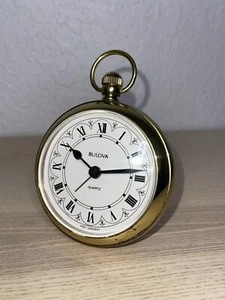 Vintage Bulova Pocket Watch Alarm Clock Desk Clock West Germany Tested/Working - Picture 1 of 14