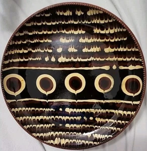 Greenfield Village Pottery Vey Valentine Redware Bowl 11” H146 Glazed Signed '82 - Picture 1 of 8