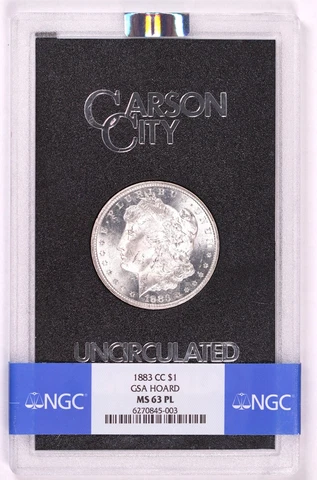 1883-CC Morgan Silver Dollar | NGC MS 63PL | Proof-like GSA Carson City Cover
