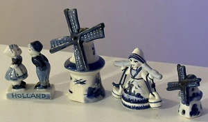Delft blue miniature windmills and figurines - Picture 1 of 7