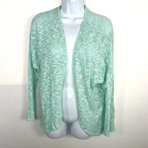 No Boundaries Junior Knit Cardigan Sz M Mint Green Cream Crochet Lightweight - Picture 1 of 12