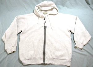 LL Bean Vintage Hoodie Men's Medium Full Button & Zip Drawstring Pockets Flaw - Picture 1 of 12