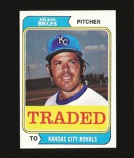 1974 Topps Traded Baseball Card Number 123 Nelson Briles Kansas City Royals 123t