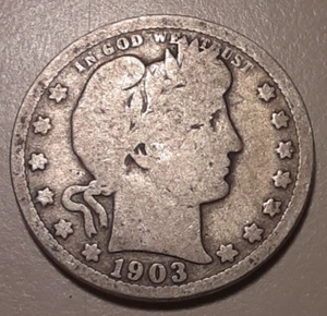 1903-O Barber Quarter 25c New Orleans Mint 90% Silver US Coin (#43A-3815/471) - Picture 1 of 2