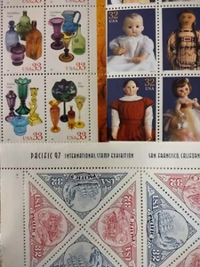 Lot 3 USPS Stamps 1996-98 Am Glassmaking Art, Pacific Intl SF,& Indian, AL Dolls - Picture 1 of 17