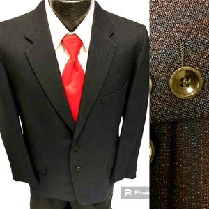 Vtg 50's BESPOKE Black ATOMIC FLECK Sport Coat ROCKABILLY Jacket VLV Wool Blazer - Picture 1 of 7