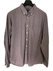 Nautica Mens Button Up Casual Shirt Long Sleeve XL Burgundy Print Classic Fit
