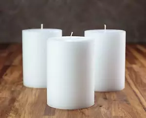 Confezione 3 Candele Pilastro Bianche 2,5x3" Decorazione Casa Tavolo Cucina Chiesa Decorazione Matrimonio - Foto 1 di 6