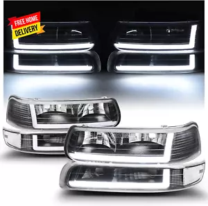 Tira de faros LED DRL + 2 lámparas de parachoques compatibles con 99-02 Chevy Silverado 15 - Imagen 1 de 12