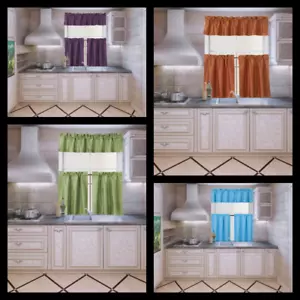 "PERFETTA"" TENDA FINESTRA CUCINA VALANCE LIVELLO 3PZ SET PROTEZIONE SOLARE SETA (K4) - Foto 1 di 28