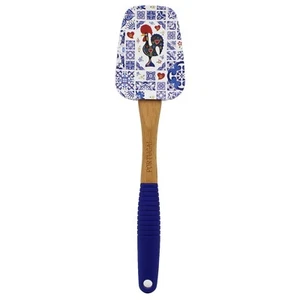 Portuguese Azulejo Silicone Baking Spatula with Rooster Design & Wooden Handle - Picture 1 of 5