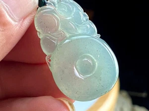Certified Ice Green 100% Natural A Jade Jadeite Ruyi pendant 生意兴隆3469 - Picture 1 of 6