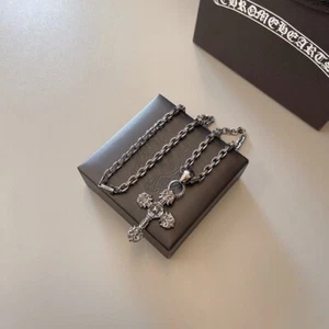 Chrome Hearts Vintage Cross Pendant Unisex 925 Silver Necklace Rock Punk New - Picture 1 of 7